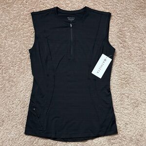 Athleta Black Zip-Front Pacifica Illume UPF Fitted Tank Top-Size M NWT
